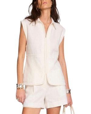 Mint Velvet Linen Sleeveless Collared Shirt - White