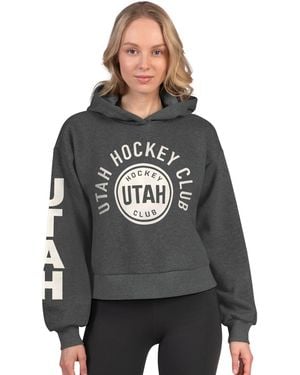Starter Utah Mammoth Star Player Cropped Fleece Hoodie - Gray