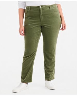 Style & Co. Plus Size High-rise Straight-leg Corduroy Jeans - Green