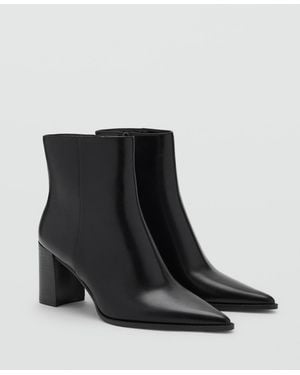 Mango Block Heel Ankle Boots - Black