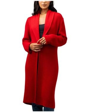 Simply Natural Nina Long Alpaca Coat - Red