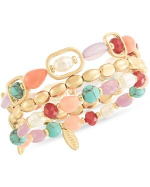 Style & Co. Gold-tone 3-pc. Set Mixed Stone Stretch Bracelets - White