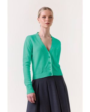 1982 100% Cashmere Cropped Cardigan - Green
