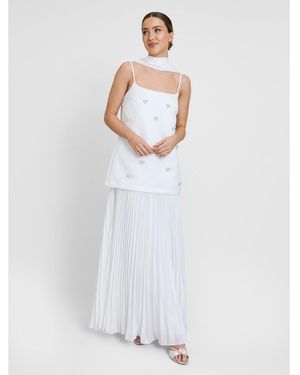 Six Stories Embellished Pearl Strappy Maxi Dress - White