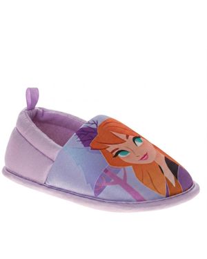 Disney Frozen Anna And Elsa Kids' 5 -11 Slippers Plush - Purple