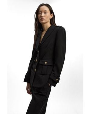 Karen Millen Military Single Breasted Blazer - Black