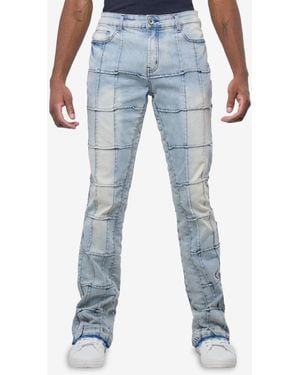Raw X Box Panel Fashion Stacked Jeans - Blue
