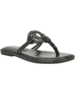 Guess Saime Embellished G Cutout Flat Thong Sandals - Black