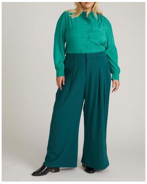 UNIVERSAL STANDARD Plus Size Endora Stretch Cupro Blouse - Green