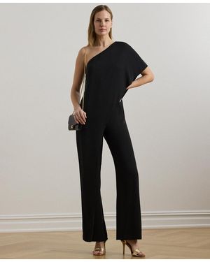 Ralph Lauren Cape Georgette One-shoulder Jumpsuit - Black
