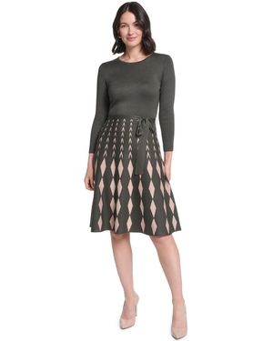 Jessica Howard 3/4 Sleeve Fit & Flare Dress - Black