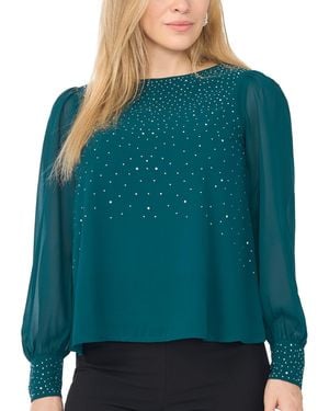 Msk Rhinestone Embellished Crewneck Top - Green