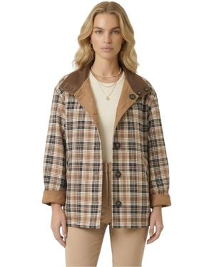 Modenaire Reversible Plaid Solid-side Jacket - Brown