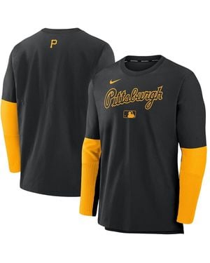 Nike Black/gold Pittsburgh Pirates Authentic Collection Lightweight Player Tri-blend Performance Pullover Sweatshirt - Blue