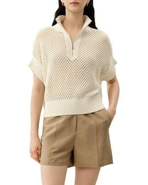 LILYSILK Toscana Pointelle Embroidered Vest - Natural