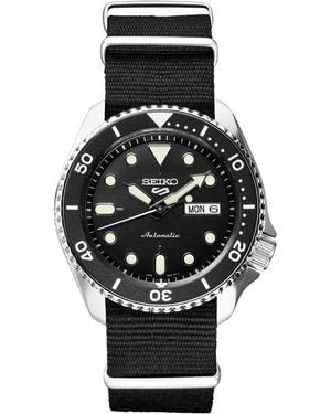 Seiko Limited Edition Automatic 5 Sports Nylon Strap Watch 42.5mm - Black