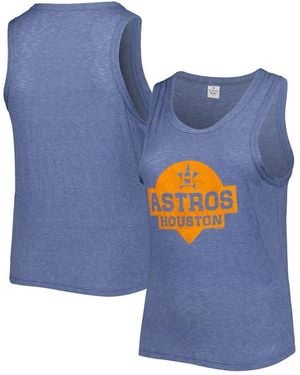 Soft As A Grape Houston Astros Plus Size High Neck Tri-blend Tank Top - Blue