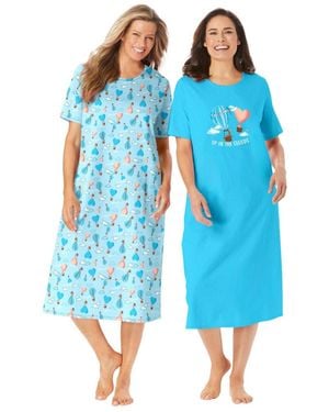 Dreams & Co. 2-pack Long Sleepshirts - Blue