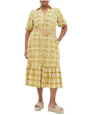 City Chic Plus Size Anna Seashell Dress - Metallic