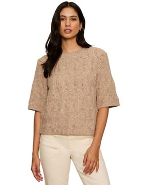 Sanctuary Petite Pointelle Short-sleeve Crewneck Sweater - Natural