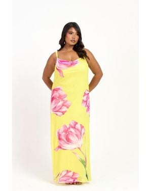FASHION-SZN CURVE Statement Floral Strappy Maxi Dress - White