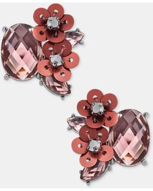 Lonna & Lilly Glass Stone Flower Stud Earrings - Red