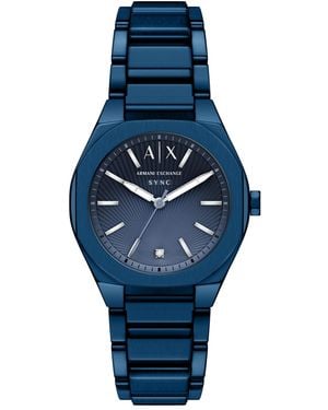 ARMANI EXCHANGE Rmni Exchnge Sync Qurtz Stinless Steel Wtch 36mm - Blue
