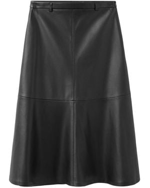 Mango Midi A-line Faux Leather Skirt - Black