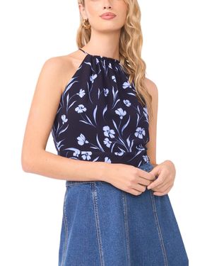 1.STATE Tie Back Halter Neck Top - Blue