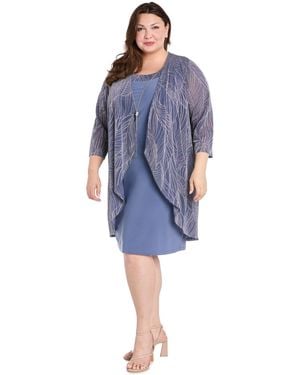 R & M Richards Plus Size Ruffle Knit Dress & Jacket - Blue