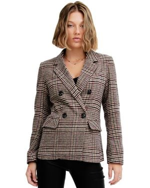 Belle & Bloom Piccadilly Wool Blend Plaid Blazer - Gray