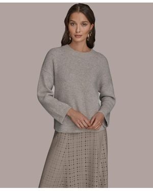 Donna Karan Crewneck Oversized Sweater - Gray
