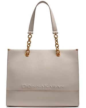 Donna Karan Merino Leather Large Tote Bag - Gray