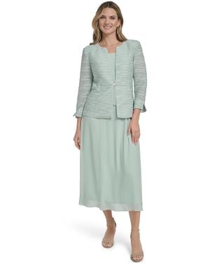 Jessica Howard Swing Inset Waist Dress - Green