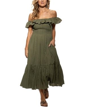 Dotti Cotton On/off-the-shoulder Cover-up Dress - Green