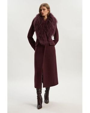 Karen Millen Wool Detachable Collar Midi Coat - Red