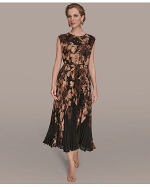 Donna Karan Floral Belted Dress - Natural