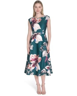 Calvin Klein Short-sleeve Midi A-line Dress - Blue