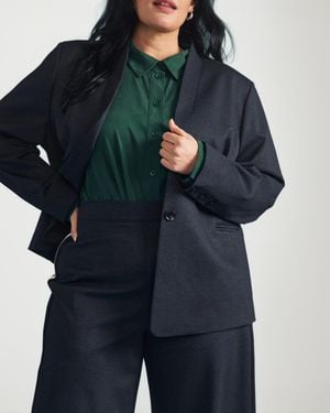 UNIVERSAL STANDARD Lennox Collarless Ponte Blazer - Blue