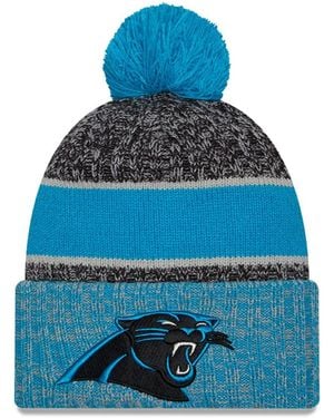 KTZ Black/blue Carolina Panthers 2023 Sideline Sport Cuffed Pom Knit Hat
