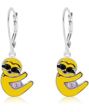Chanteur Kids Sunglasses Smiley Face Hypoallergenic Earrings For Girls - Yellow