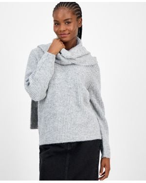 And Now This Scarf-neck Sweater - Gray