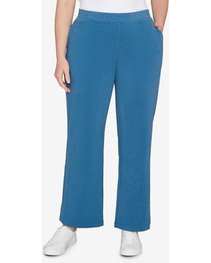 Ruby Rd. Plus Size Luxe Rib Knit Leisure Pants - Blue