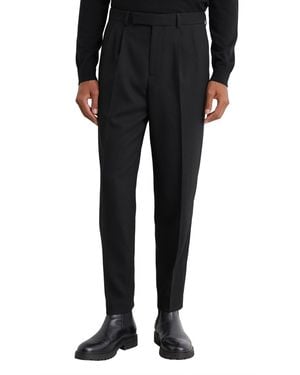 Reiss Strap Tapered-fit Pleated Wool-blend Pants - Black