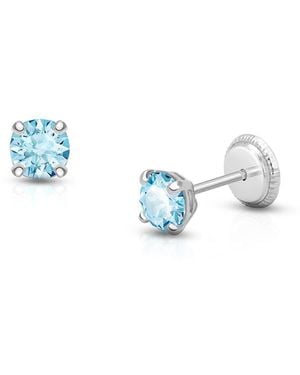 Tiny Blessings 14k Gold Crystal Birthstone Studs Screw Back Earrings - Blue