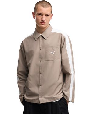 PUMA T7 Relaxed Woven Overshirt Jacket - Natural