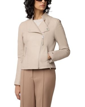 SOIA & KYO Saskia-l Slim-fit Leather Jacket With Stand Collar - Natural