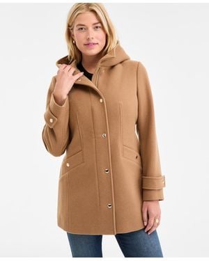 Michael Kors Michael Hooded Button-front Coat - Brown