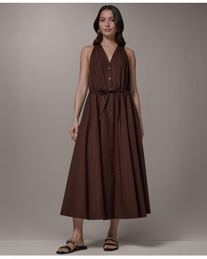 Donna Karan Weekend Button-front Midi Dress - Brown