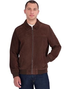Michael Kors Genuine Suede Shirt-collar Bomber Jacket - Brown